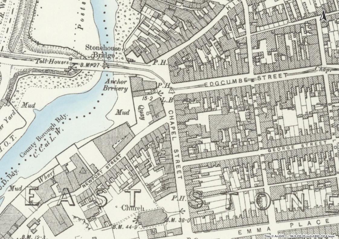 Ordnance Survey map showing Chapel Street, East Stonehouse, c.1892–1914